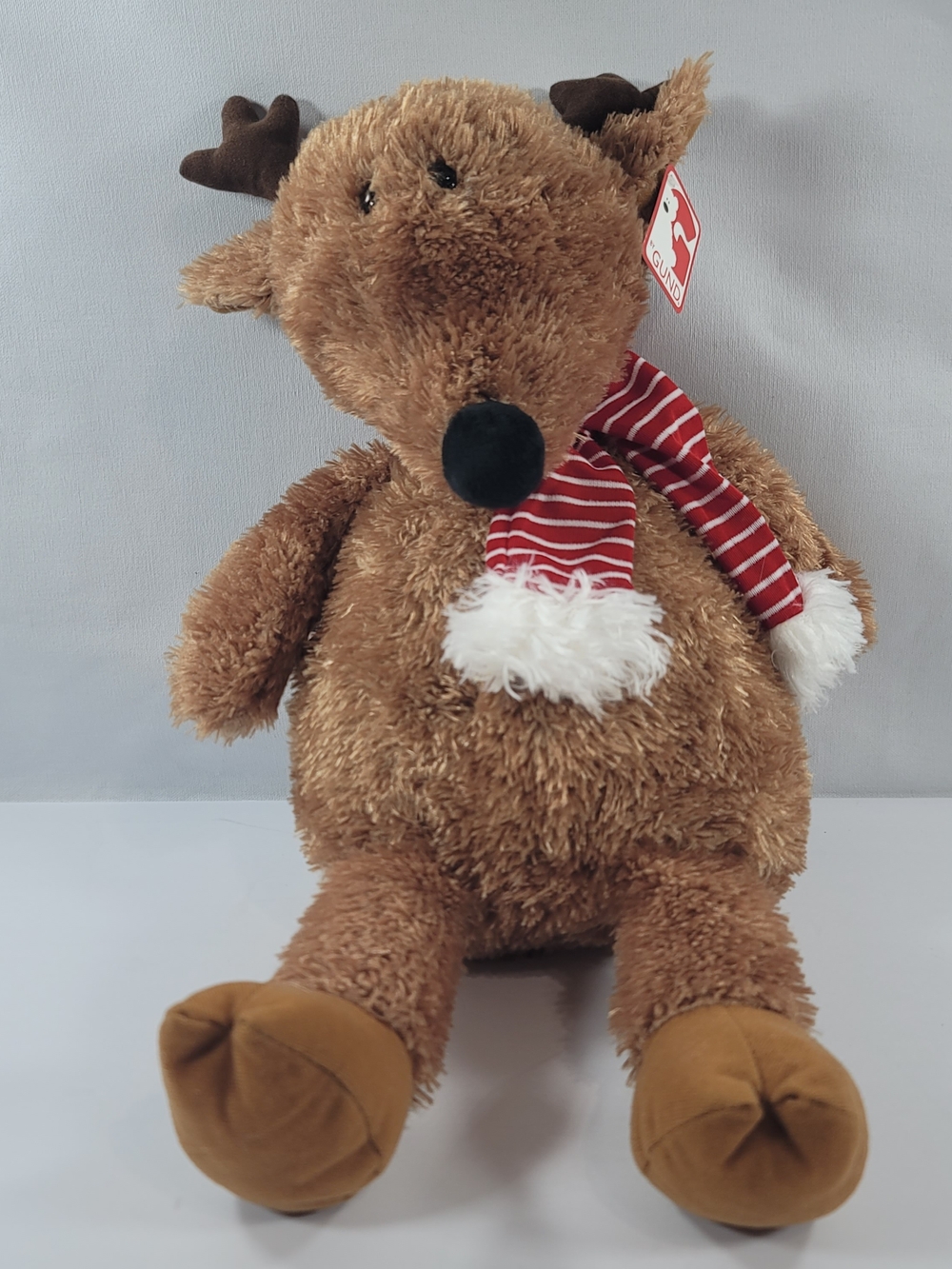 GUND Christmas Reindeer Plush Brown Scarf Stuffed Animal 14 In New 4061608